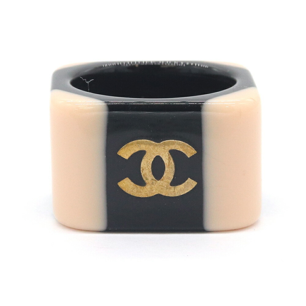 Chanel Ring, Pink and Black Plastic, 01A, 2001 Model, Square Design, Coco Mar...